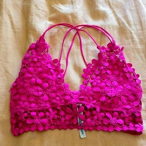 Pink Floral Cropped Tank Top